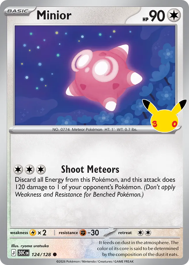 Pokémon Minior 30C-124/128 — English Single Card