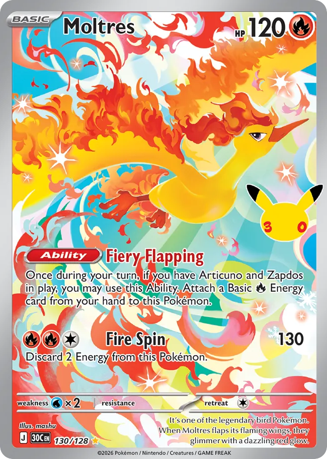 Pokémon Moltres 30C-130/128 — English Single Card