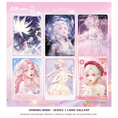 Shining Nikki Radiant Pack Series 1 selected card gallery with original artwork; examples not guaranteed