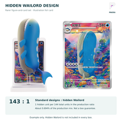 Hidden Wailord figure and original illustration foil card; official standard-to-hidden production ratio 143 to 1