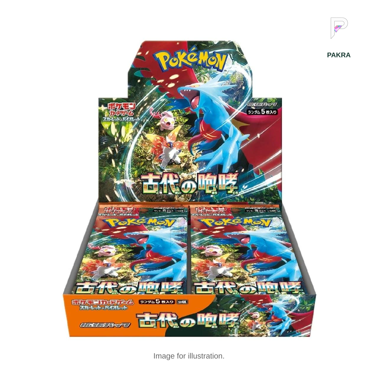 Pokémon TCG Ancient Roar SV4K Japanese booster display box on white with PAKRA logo; original packaging artwork