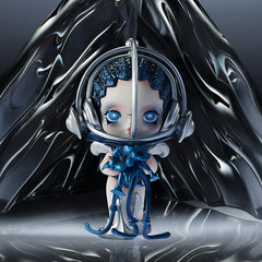 POP MART SKULLPANDA The Sound - The Awe figure with blue flowers and a silver frame