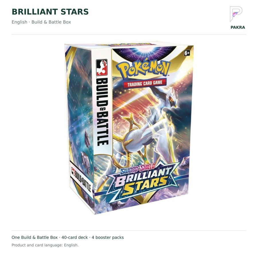 English Pokémon Brilliant Stars Build & Battle Box on white with PAKRA logo