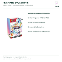 Prismatic Evolutions Booster Bundle contents guide: six English booster packs