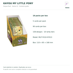 KAYOU My Little Pony Huiyue Series 13 pre-order — box contents, original card artwork.