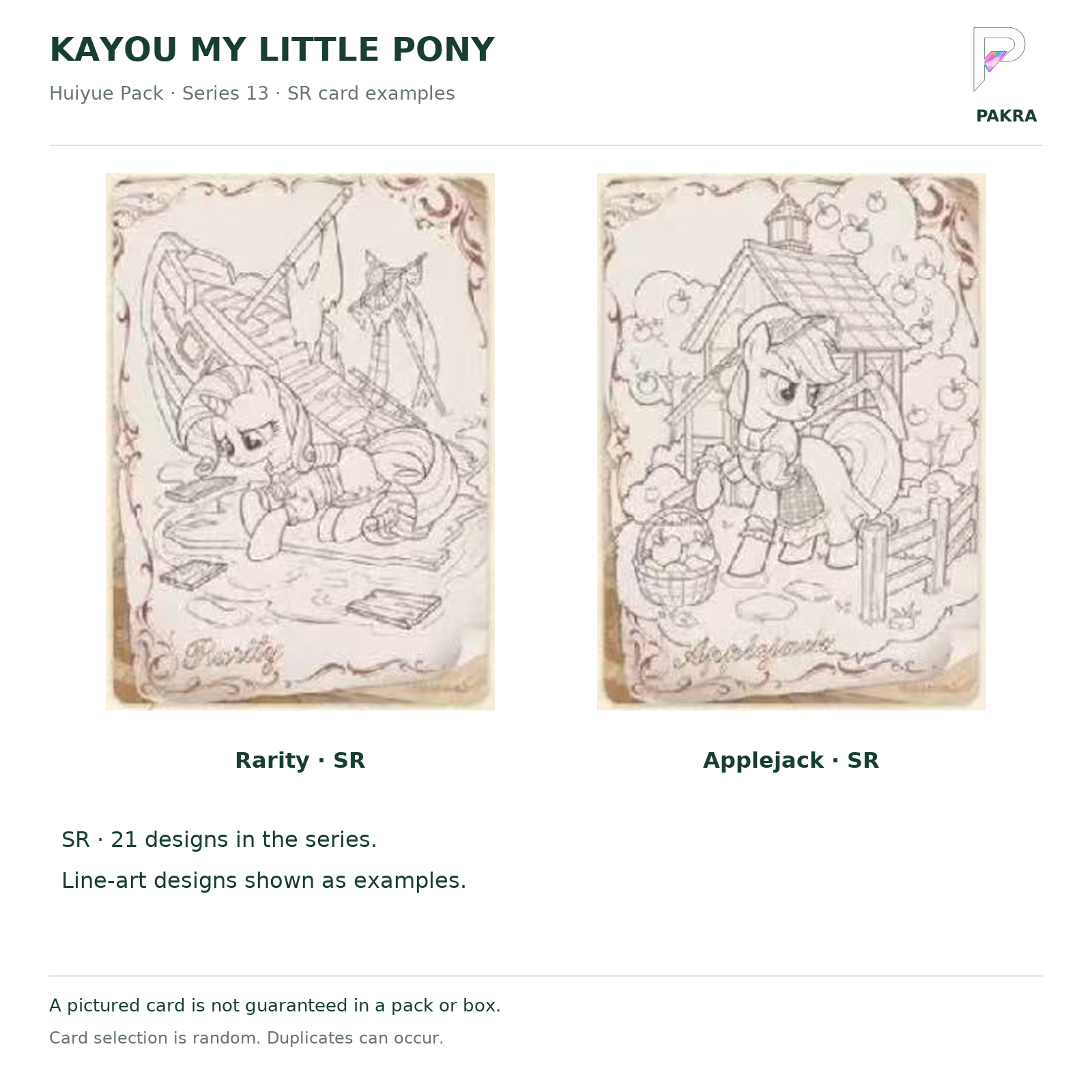 KAYOU My Little Pony Huiyue Series 13 pre-order — sr card examples, original card artwork.