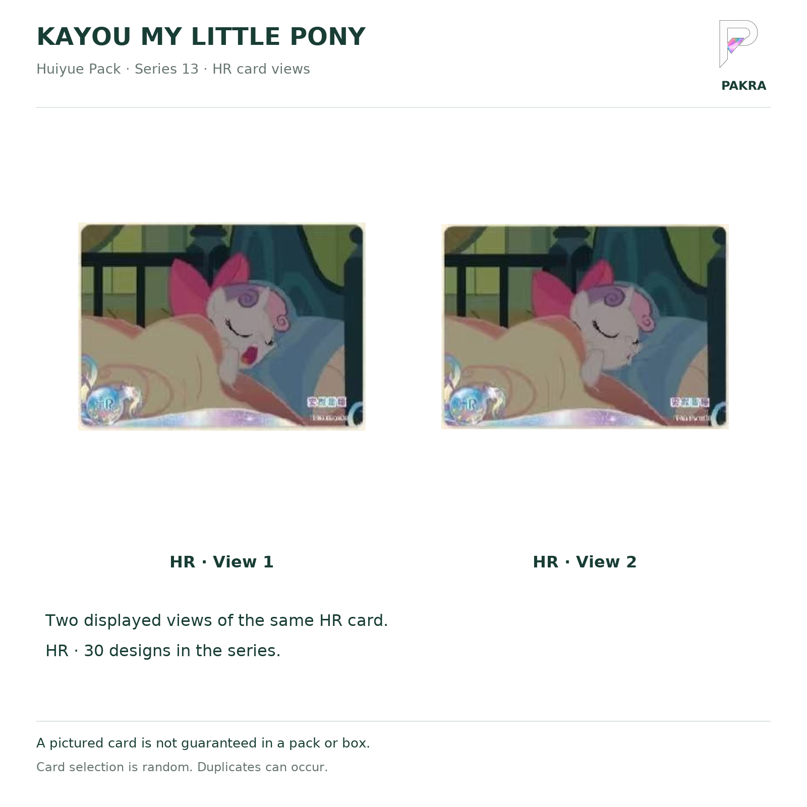 KAYOU My Little Pony Huiyue Series 13 pre-order — hr card views, original card artwork.