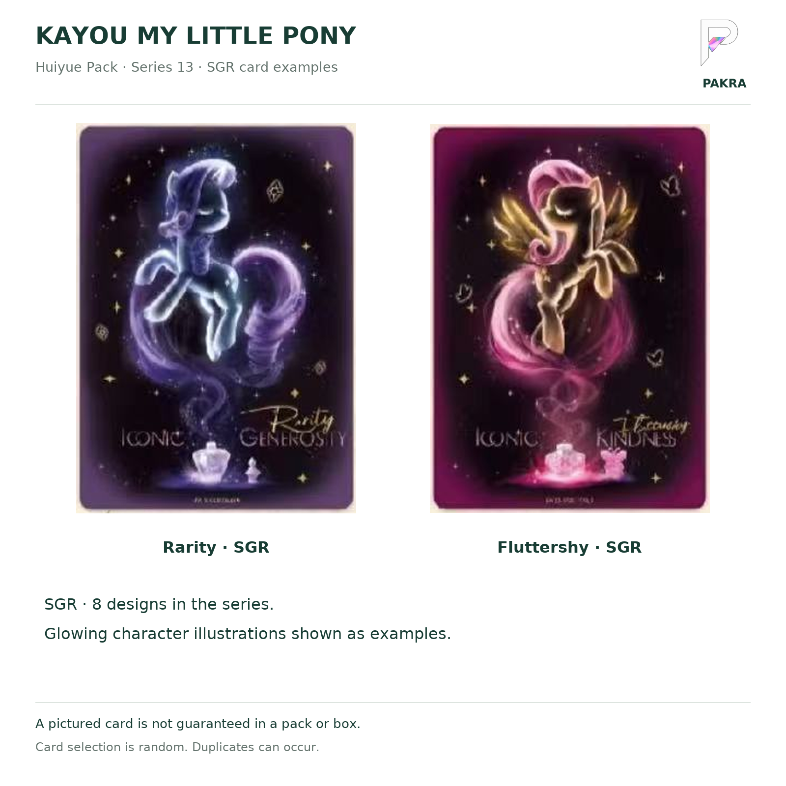 KAYOU My Little Pony Huiyue Series 13 pre-order — sgr card examples, original card artwork.