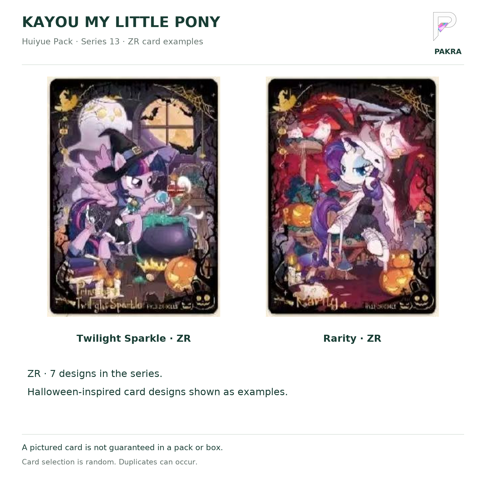 KAYOU My Little Pony Huiyue Series 13 pre-order — zr card examples, original card artwork.