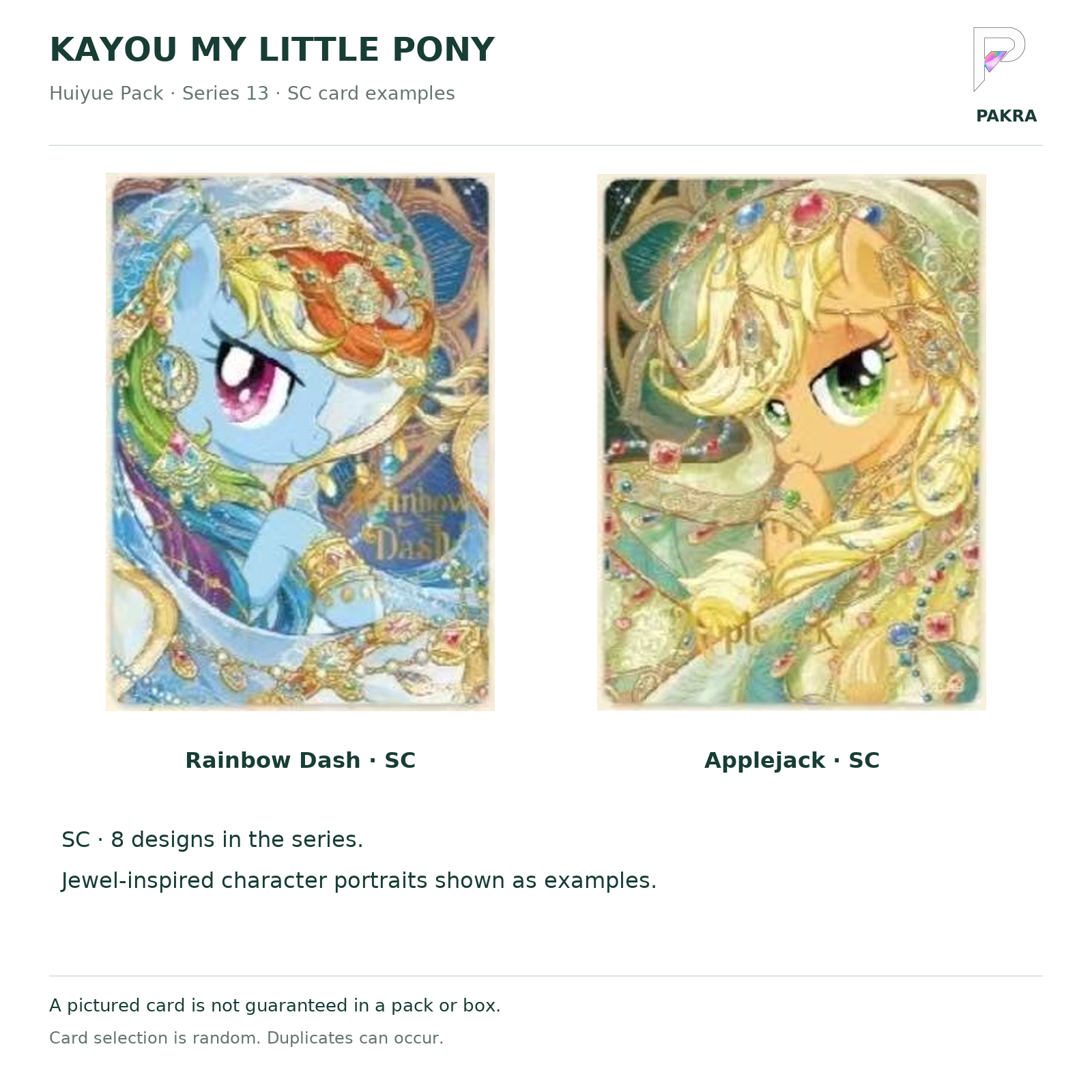 KAYOU My Little Pony Huiyue Series 13 pre-order — sc card examples, original card artwork.