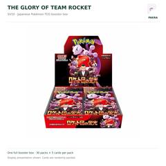 The Glory of Team Rocket SV10 Japanese booster box on white with PAKRA logo