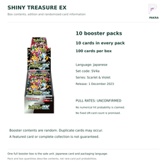 Shiny Treasure ex SV4a Japanese booster box contents: 10 packs of 10 cards, Japanese edition and unconfirmed pull rates