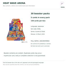 Heat Wave Arena SV9a Japanese booster box contents: 30 packs of 5 cards, Japanese edition and unconfirmed pull rates