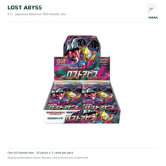 Japanese Pokémon TCG Lost Abyss S11 booster box on white with PAKRA logo, 30 packs of 5 cards