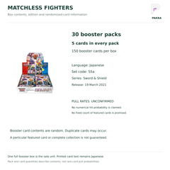 Japanese Matchless Fighters S5a box contents: 30 packs, 5 cards per pack; numerical pull rates unconfirmed