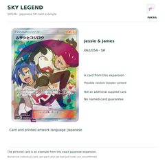 Sky Legend SM10b Japanese Jessie & James 062/054 SR card example, not a guaranteed named-card pull