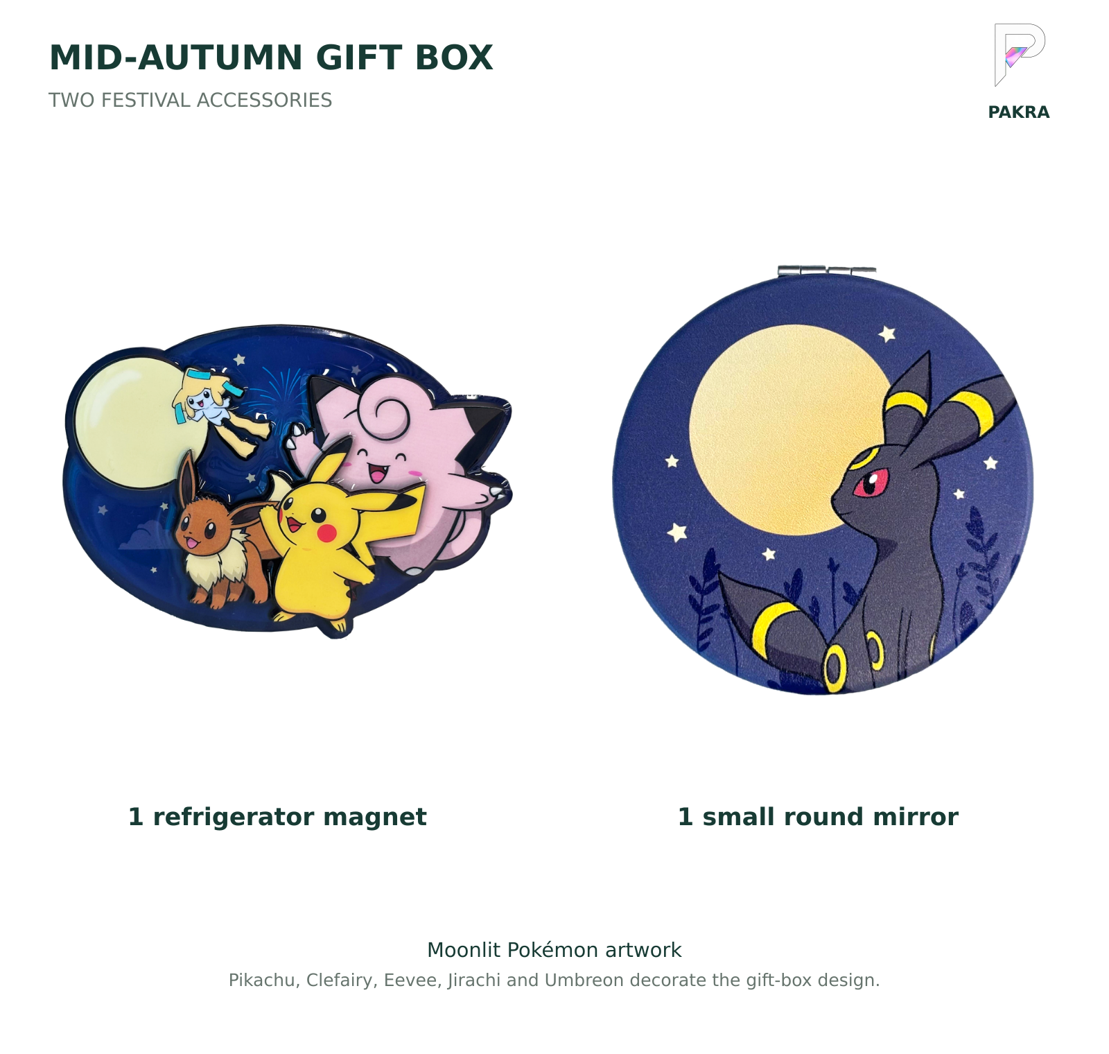 Official Mid-Autumn Festival refrigerator magnet and small round mirror included in the 2026 gift box