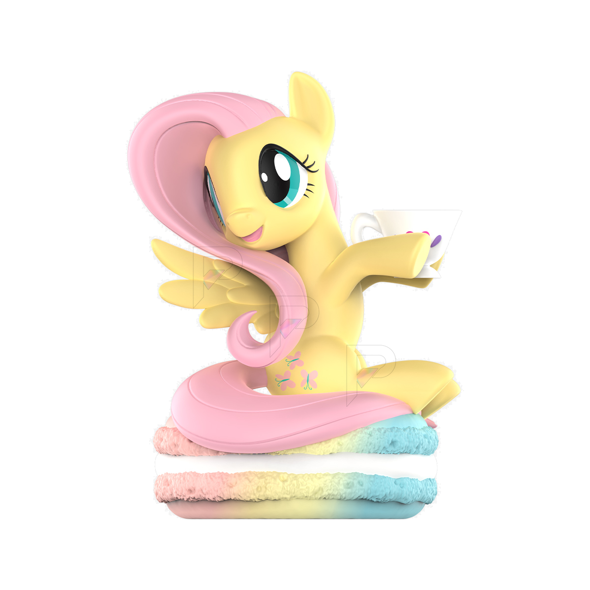 POP MART My Little Pony Leisure Afternoon - Fluttershy - Colorful Macarons selected selected character design on white