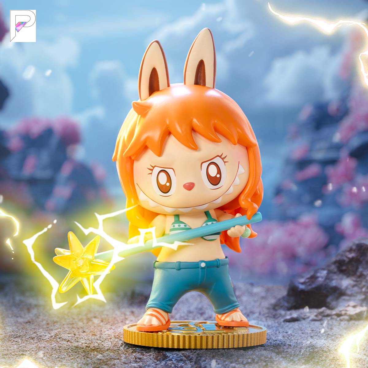 THE MONSTERS × One Piece Nami, official styled product detail image with PAKRA logo