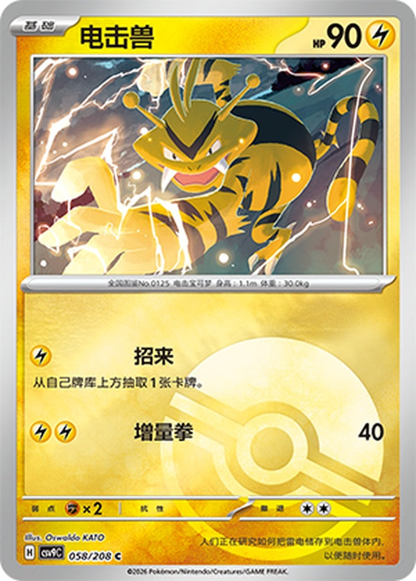 Electabuzz CSV9C-058/208 C Poké Ball Foil — Simplified Chinese Pokémon card