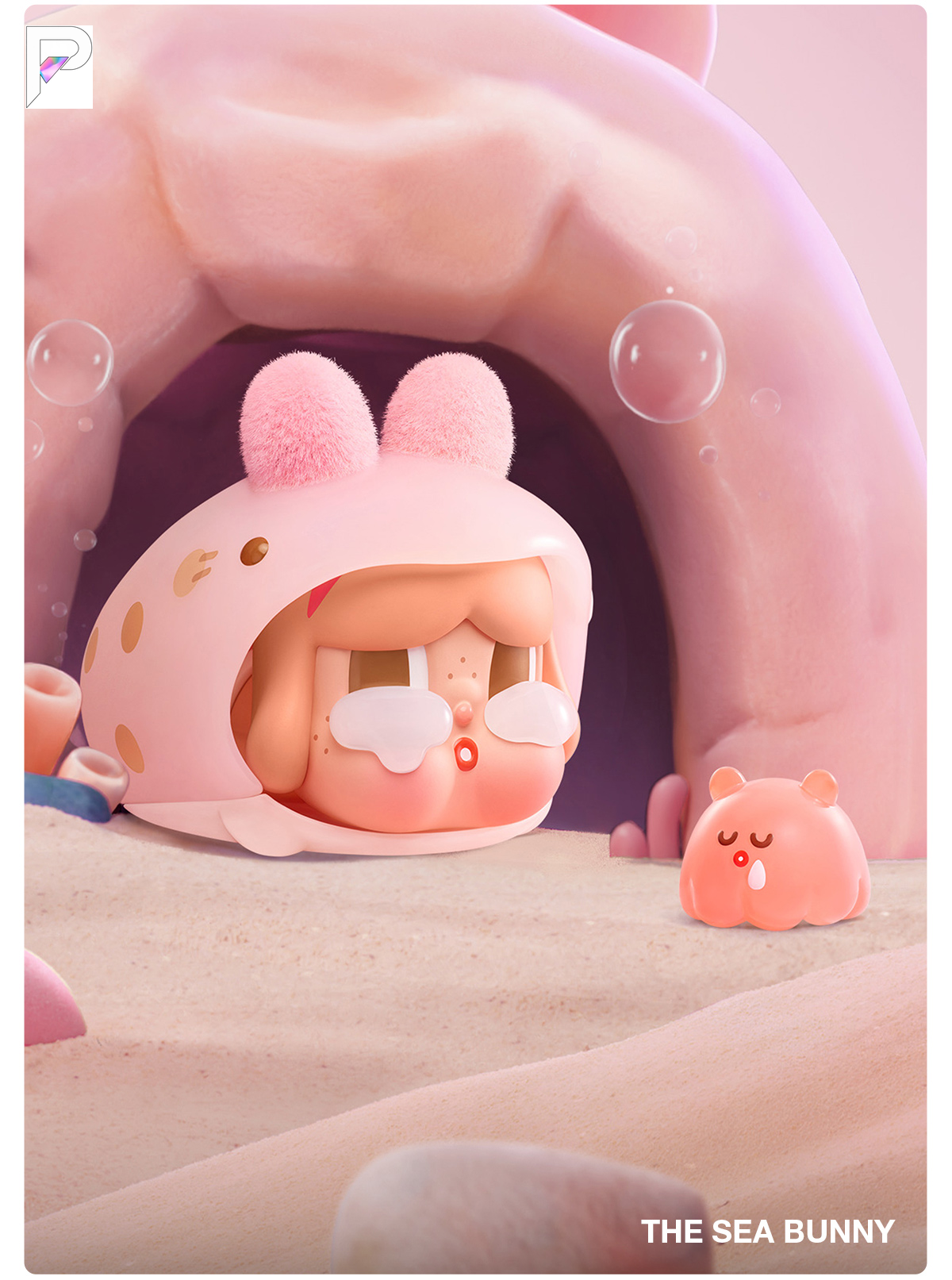 POP MART CRYBABY Cry Me an Ocean - The Sea Bunny, official product detail image with PAKRA logo