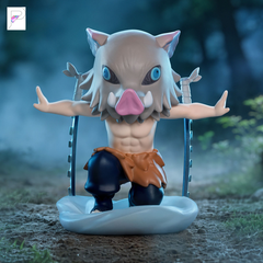 POP MART Demon Slayer Kimetsu no Yaiba Battle - Inosuke Hashibira, official styled product detail image with PAKRA logo