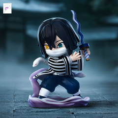 POP MART Demon Slayer Kimetsu no Yaiba Battle - Obanai Iguro, official styled product detail image with PAKRA logo