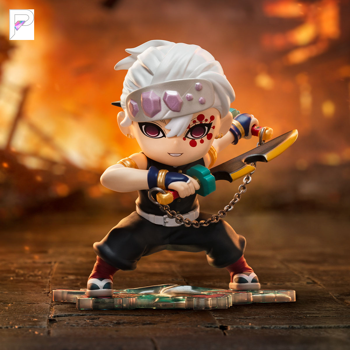 POP MART Demon Slayer Kimetsu no Yaiba Battle - Tengen Uzui, official styled product detail image with PAKRA logo