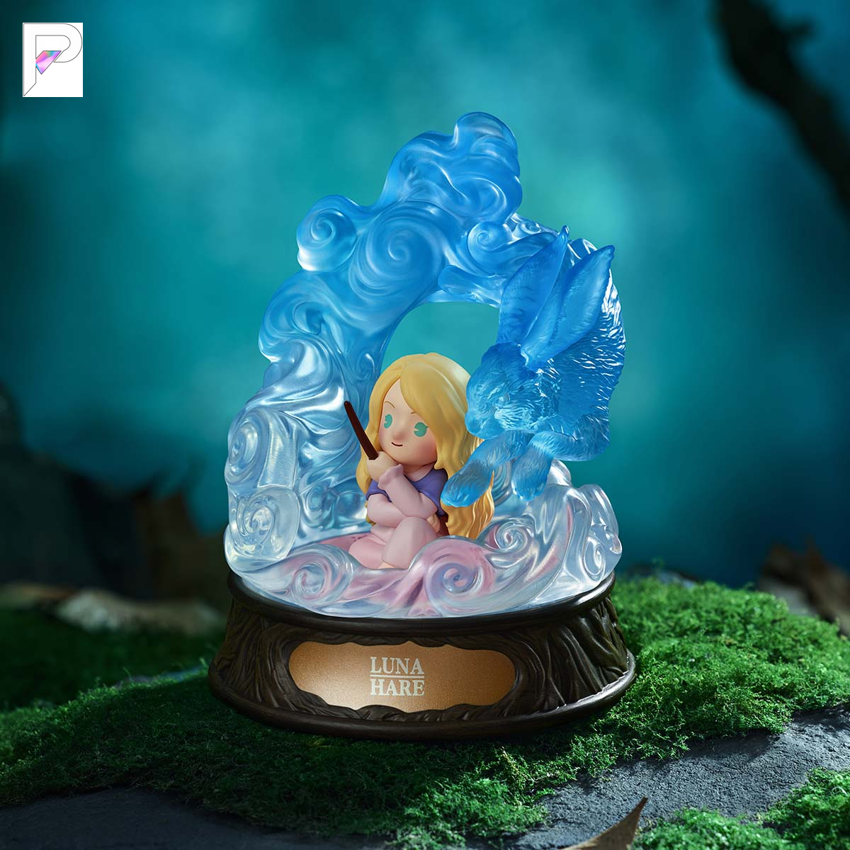 POP MART Harry Potter Patronus - Luna with Hare, official styled product detail image with PAKRA logo