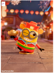 POP MART Minions Bello World - Good Fortune Bob, official product detail image with PAKRA logo