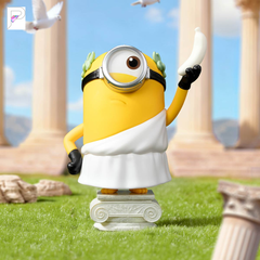 POP MART Minions Bello World - Greek Stuart, official styled product detail image with PAKRA logo