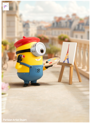POP MART Minions Bello World - Parisian Artist Stuart, official product detail image with PAKRA logo