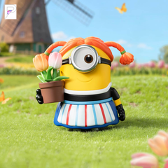POP MART Minions Bello World - Tulip Picking Carl, official styled product detail image with PAKRA logo