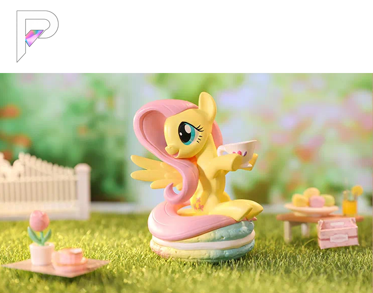 POP MART My Little Pony Leisure Afternoon - Fluttershy - Colorful Macarons, product detail photograph with PAKRA logo