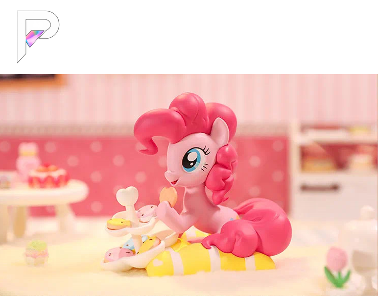 POP MART My Little Pony Leisure Afternoon - Pinkie Pie - Cookie Dessert Shelves, product detail photograph with PAKRA logo