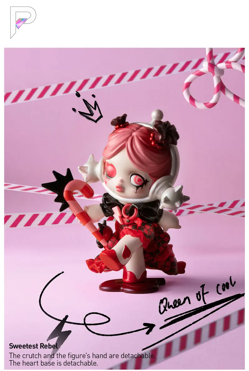 POP MART SKULLPANDA Tell Me What You Want - Sweetest Rebel, official product detail image with PAKRA logo
