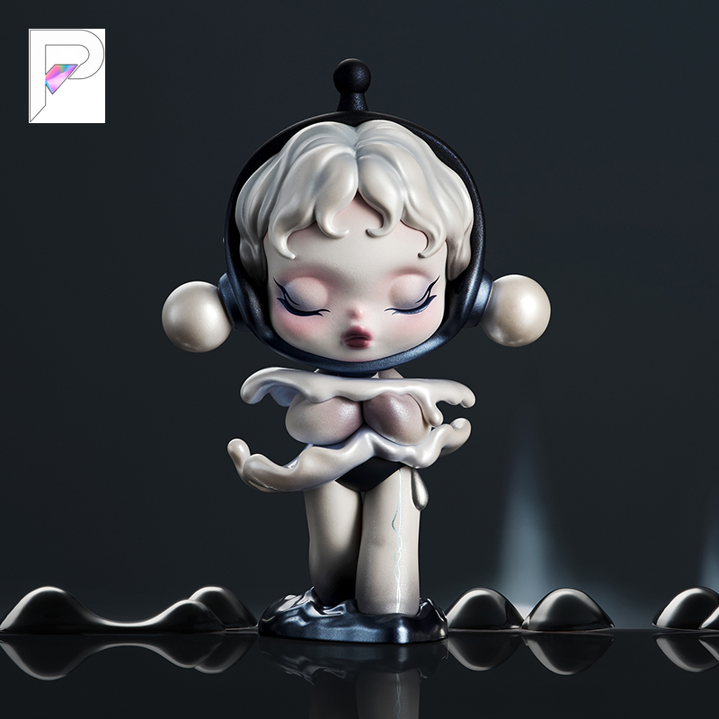 POP MART SKULLPANDA The Sound - The Pensiveness, official styled product detail image with PAKRA logo