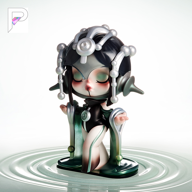 POP MART SKULLPANDA The Sound - The Serenity, official styled product detail image with PAKRA logo