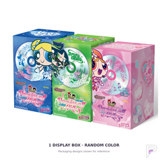 KAYOU The Powerpuff Girls Chemical X Pack Series 1 display box; one random color supplied; three packaging designs shown on white with the PAKRA logo