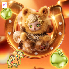 POP MART SKULLPANDA x My Little Pony Applejack, official styled product detail image with PAKRA logo