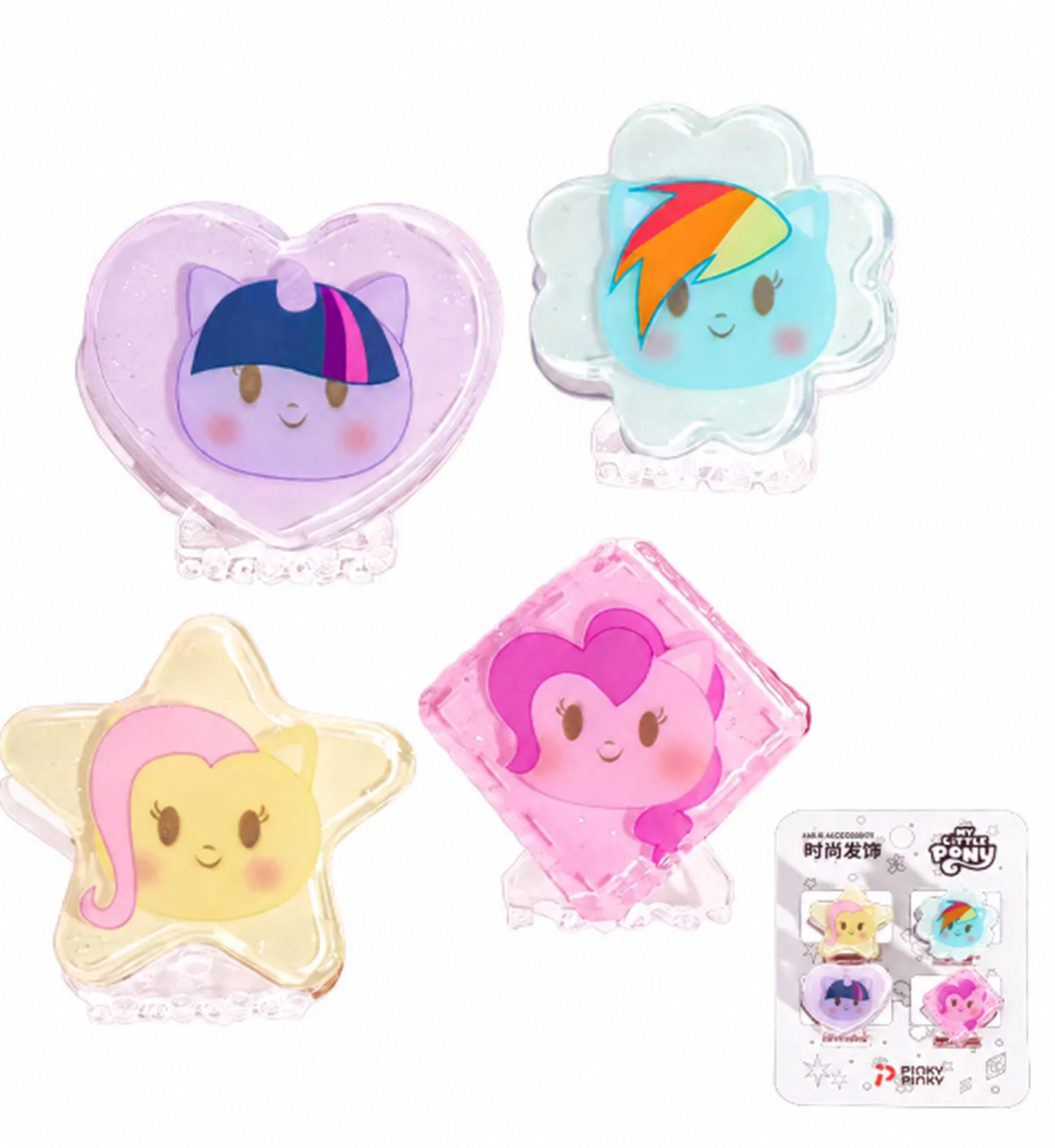 Pinky Pinky My Little Pony Style 08 hair accessory set with Twilight Sparkle, Rainbow Dash, Fluttershy, Pinkie Pie